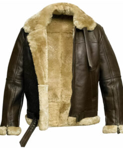 Mens RAF Fur Aviator Brown Leather Jacket