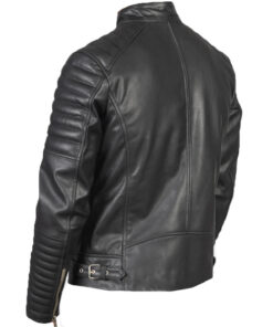 Alternative view of Mens Cafe Racer Double Zipper Leather Jacket