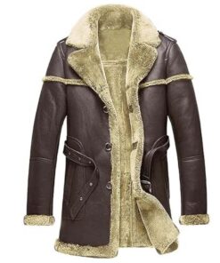 Alternative view of Men’s B3 Leather Sheep Coat with Fur Collar UK