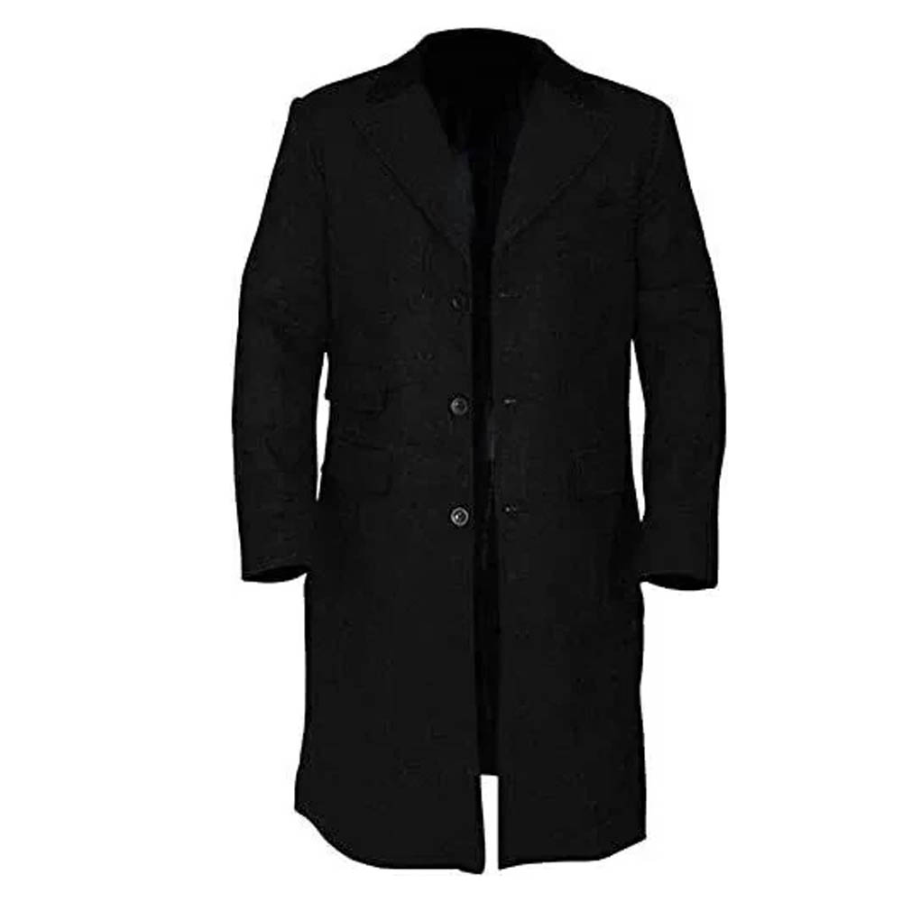 Mens New Black Wool Winter Warm Coat